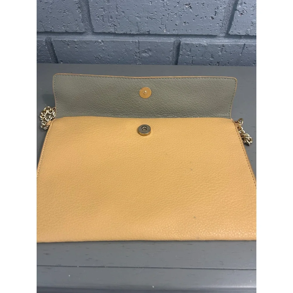 Mustard Yellow Leather Crossbody Boutique Store Purse with Gold Chain